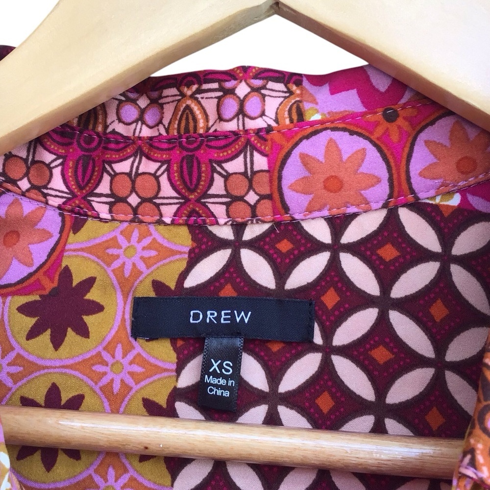 Drew Patchwork Patterned Pink And Brown Long Slee… - image 6